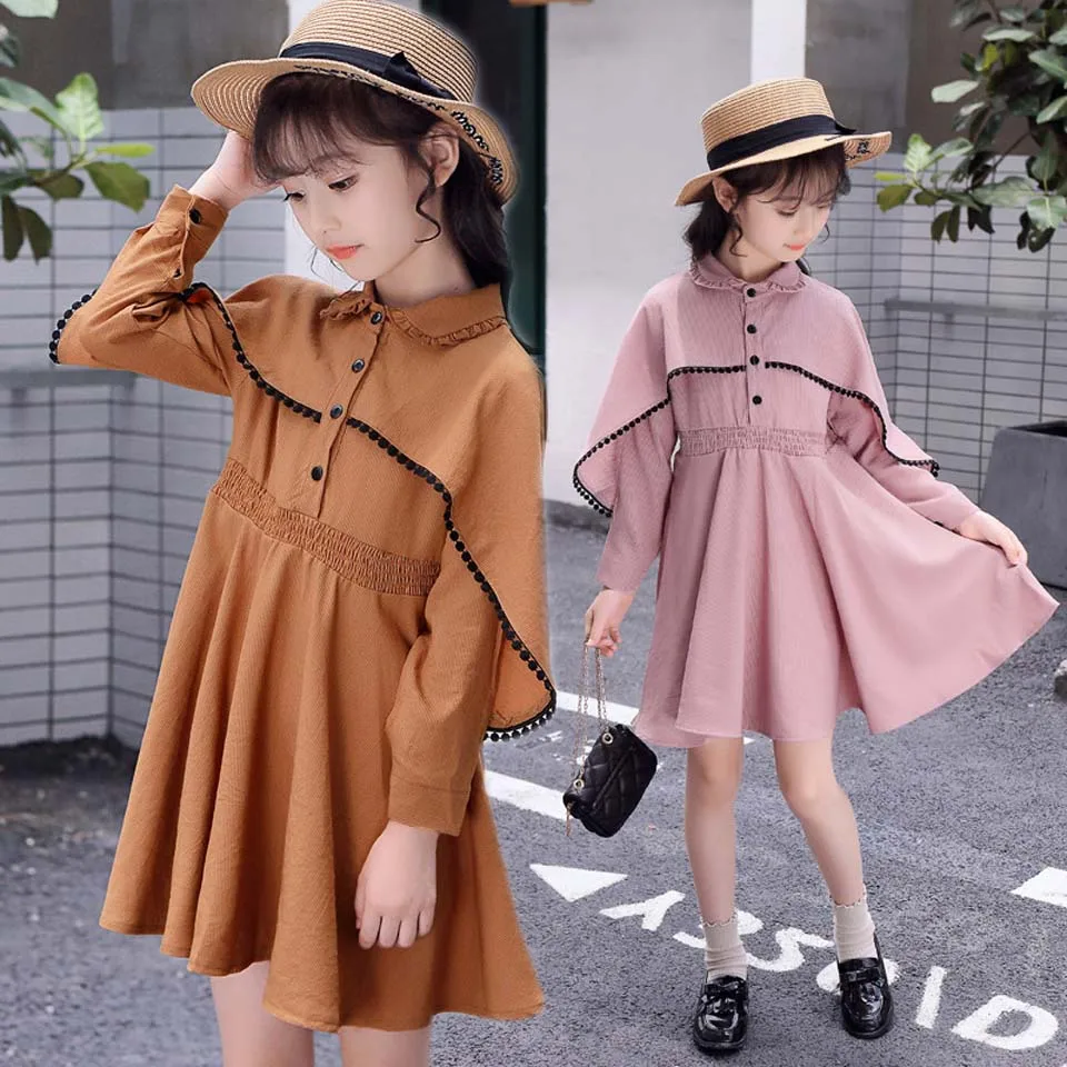 

Girls Dress 2018 Brand Princess Dresses Autumn Style Long Sleeve Girls Dress 2 Colors Teenager Children Clothes For 4-12 Year