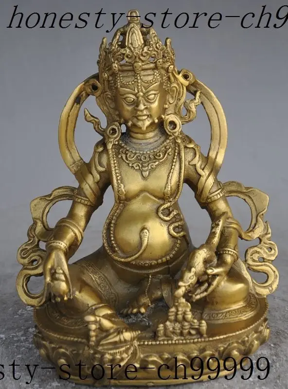

christmas tibet buddhism brass Mhakala Yellow Jambhala Fortuna Mammon god buddha statue halloween