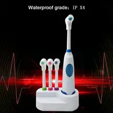 1 Набор, высокоскоростная электрическая нежная зубная щетка, водонепроницаемая, на батарейках, для ухода за зубами, вращающиеся головки зубной щетки+ 3 насадки, гигиена