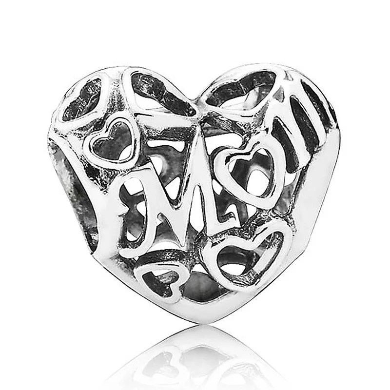 

Authentic 925 Sterling Silver Bead Charm Openwork Mother Love Heart Beads Fit Women Pandora Bracelet Bangle Diy Jewelry