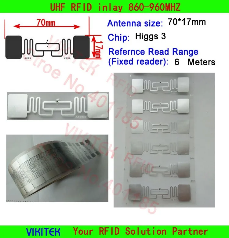 Разрешенный к использованию иностранным лицам 9662 UHF RFID сухая инкрустация 860-960 МГц Higgs3 915 м EPC c1g2 ISO18000-6C может использоваться для RFID тегов и