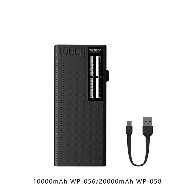 Remax WK power Bank 20000 мАч Внешнее зарядное устройство с четырьмя USB ЖК-фонарик Портативный повербанк для мобильных телефонов iphone - Цвет: Black 10000 mAh