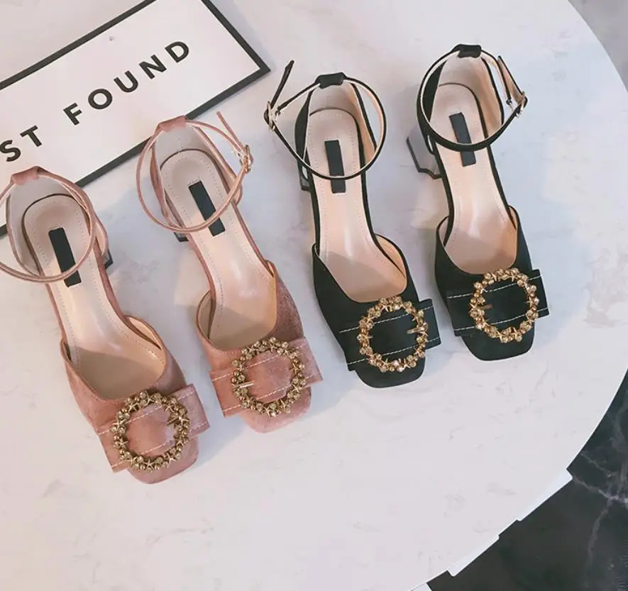 Para De Retro Coreana Primavera 2019 Tacones rosado Negro Ir Otoño Elegante Nueva El Y Con Versión La rXnxzr