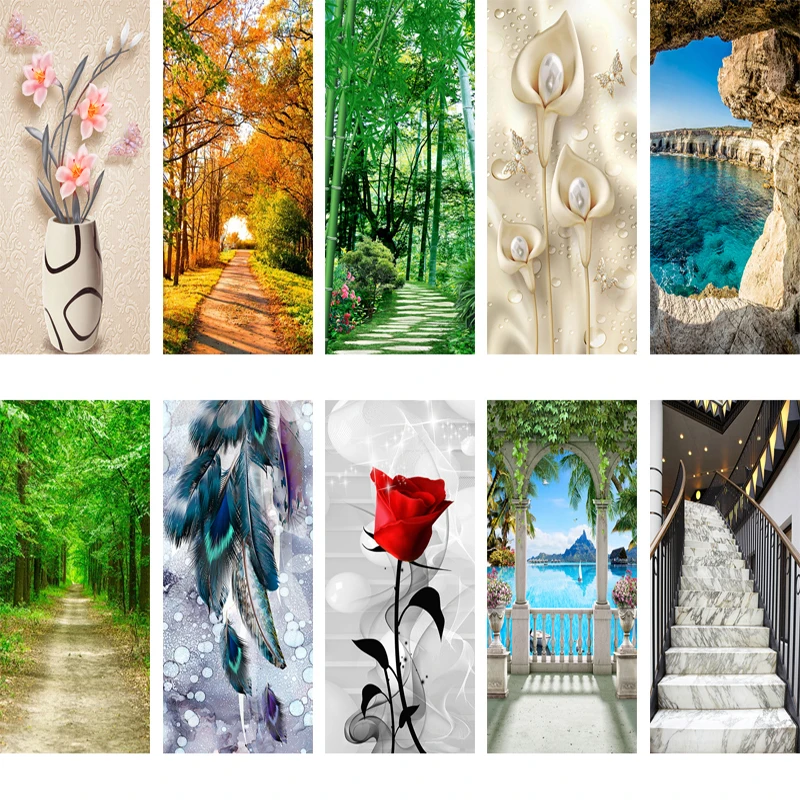 

3D Door Sticker Mural Wall Art Wallpaper Poster Self Adhesive PVC Removable Waterproof Door Decal Home Decor 021
