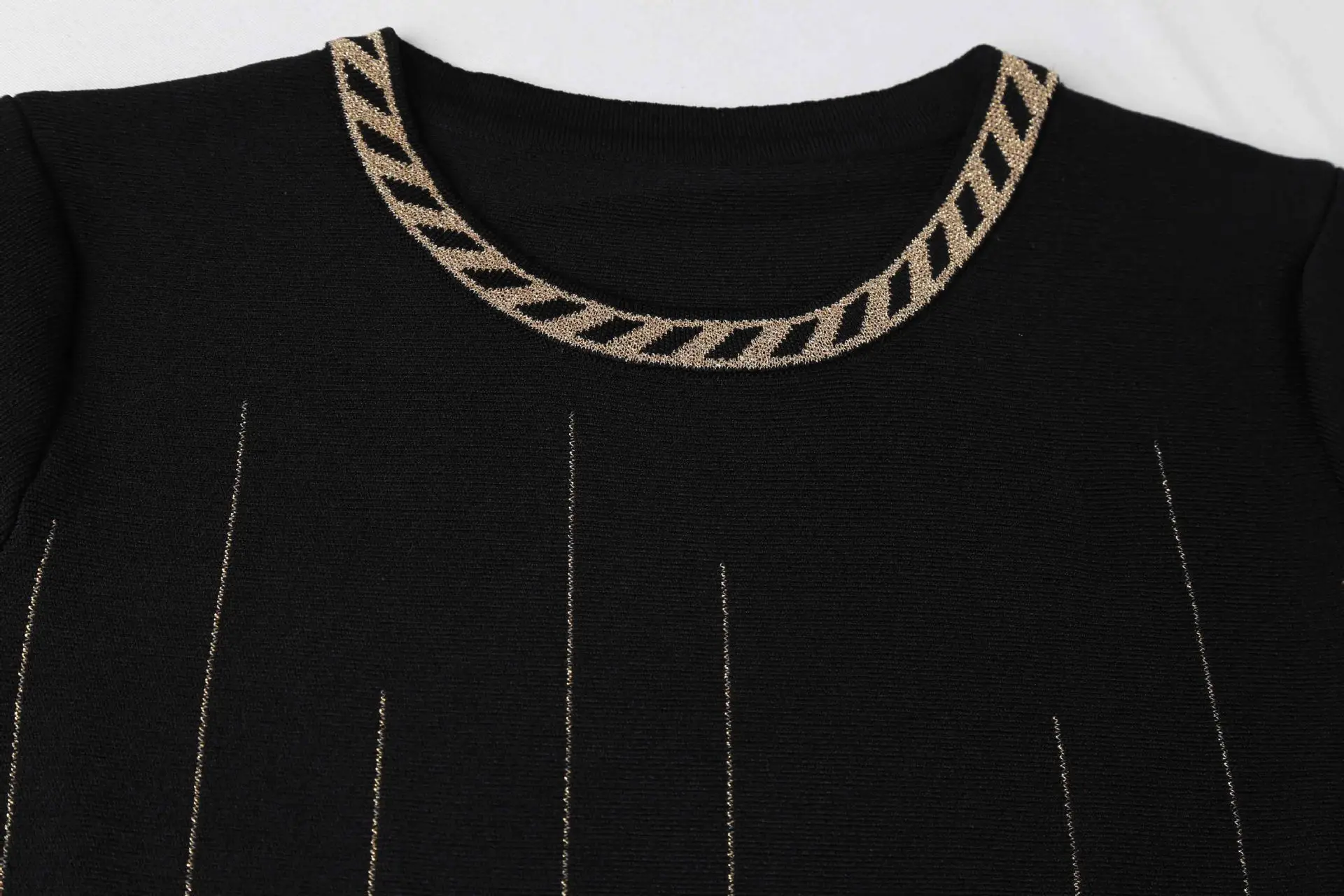 Stretch Noir Slim Courtes Maille 181217gw04 Manches Robe À Nouveau qzFw6pF