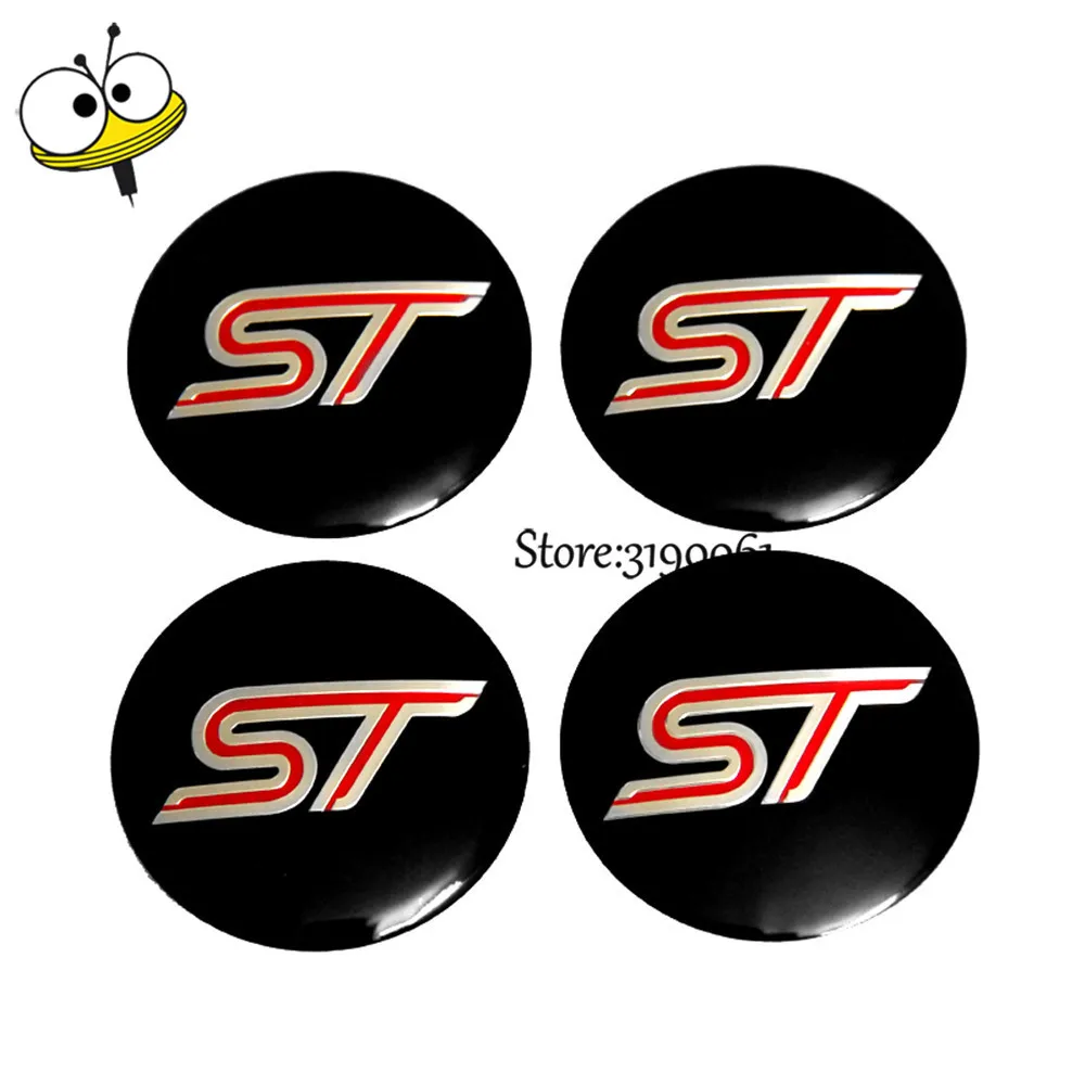 

Car Styling Wheel Center Hub Caps Car Emblem Stickers For ST Logo For Ford Fiesta Focus Ecosport Taurus Fusion Everest Tierra GT