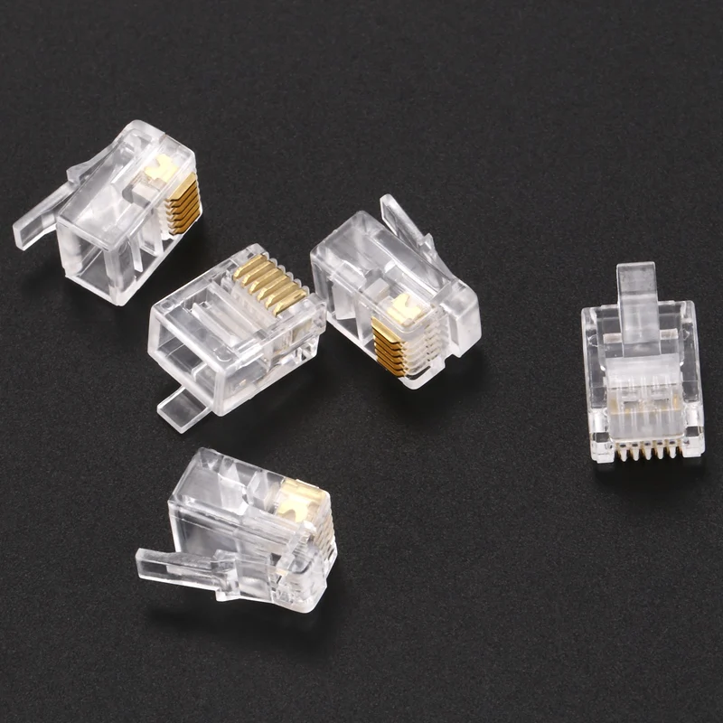 RJ11 6P6C модульная вилка телефонный адаптер разъем линия конец 50 шт|Соединители| |