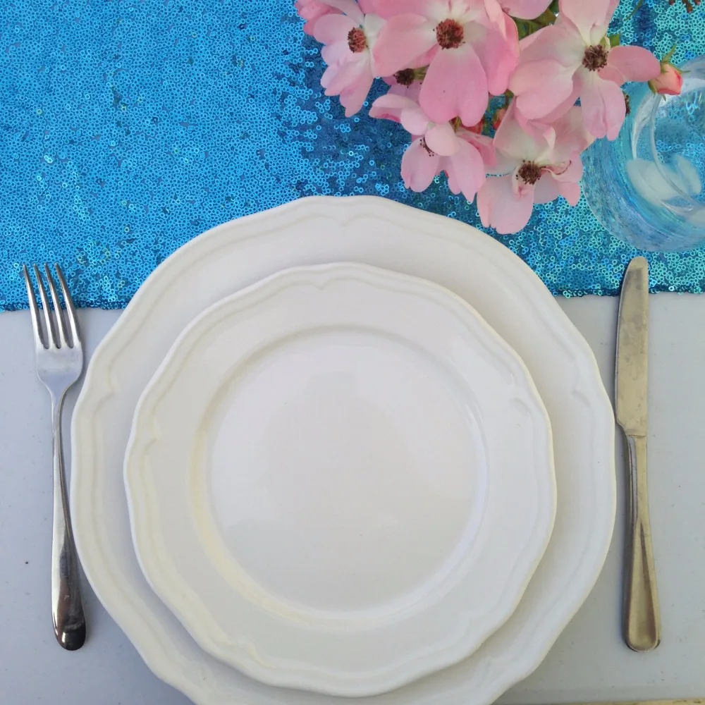 Turquoise Sequin Tablecloth-002