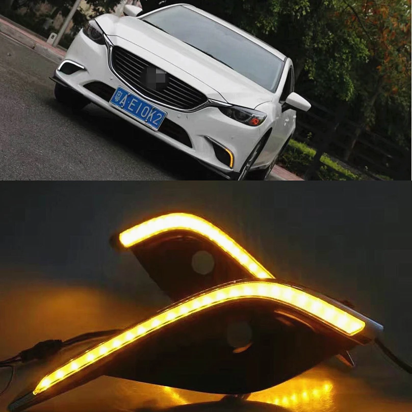

Car style 2pcs For Mazda 6 Mazda6 Atenza 2016 2017 Driving DRL Daytime Running Light fog lamp Relay LED 12V Daylight car-styling