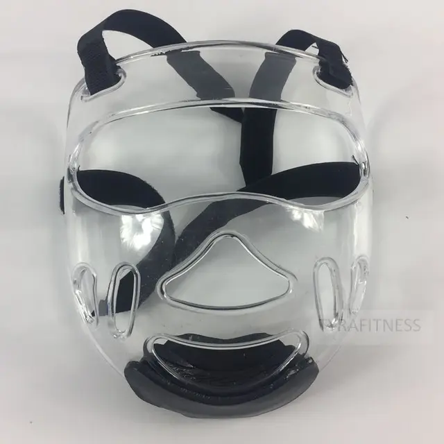 Removable Helmet Mask Karate Taekwondo Kicking Boxing Face Shield Clear Cage Mask Sparring Gear