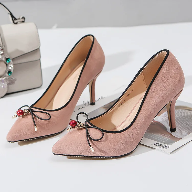 

Spring new fashion women's shoes sweet bow pointed high heels wild shallow mouth stiletto comfortable single shoes women
