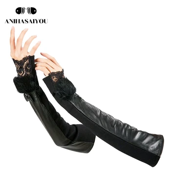 

2019 New Lace long leather gloves women,simple long leather gloves,sheepskin thin genuine women's long gloves - CM-45CM