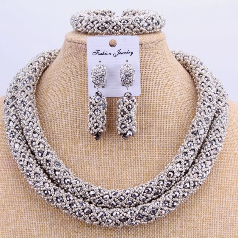4 ujewelry Свадебные Ювелирные наборы Серебро для невест Дубай костюм индийский