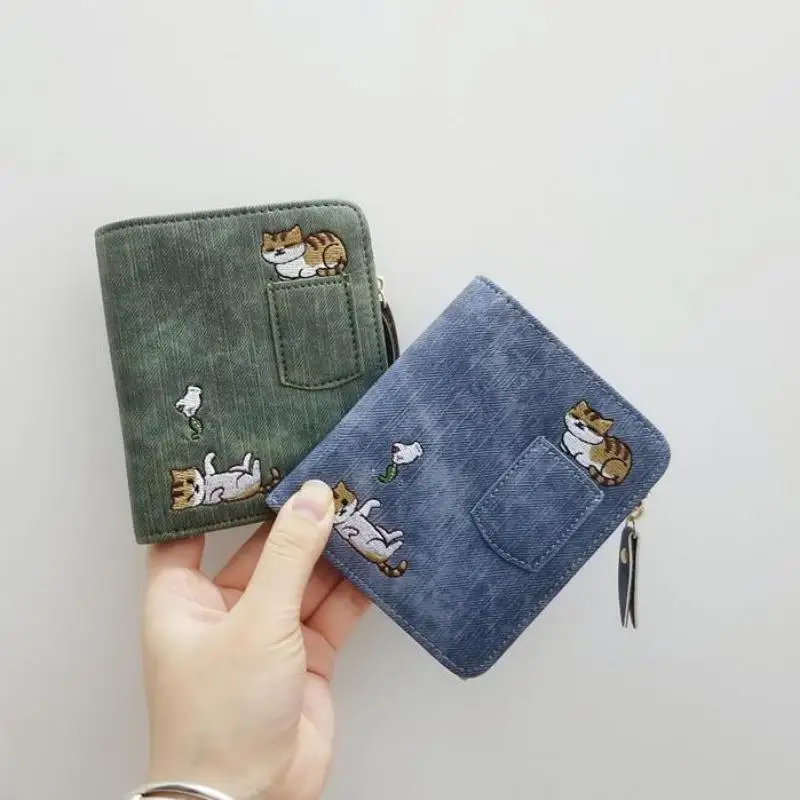 

Cute Cat Wallet Women Small Zipper Coin Purse Short Designed Cartoon Animal Wallet Female Girl Coin Wallet Mini Card Holders
