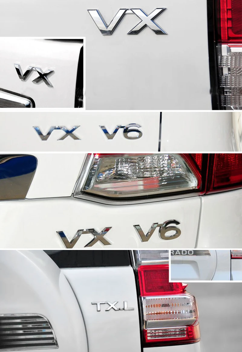 V6 VX VXL TXL TX-L VX-L, металлический сплав цинка, автомобильный Стайлинг, эмблема переоборудования, значок, 3D стикер, разряд, емкость, знак для Toyota Prado