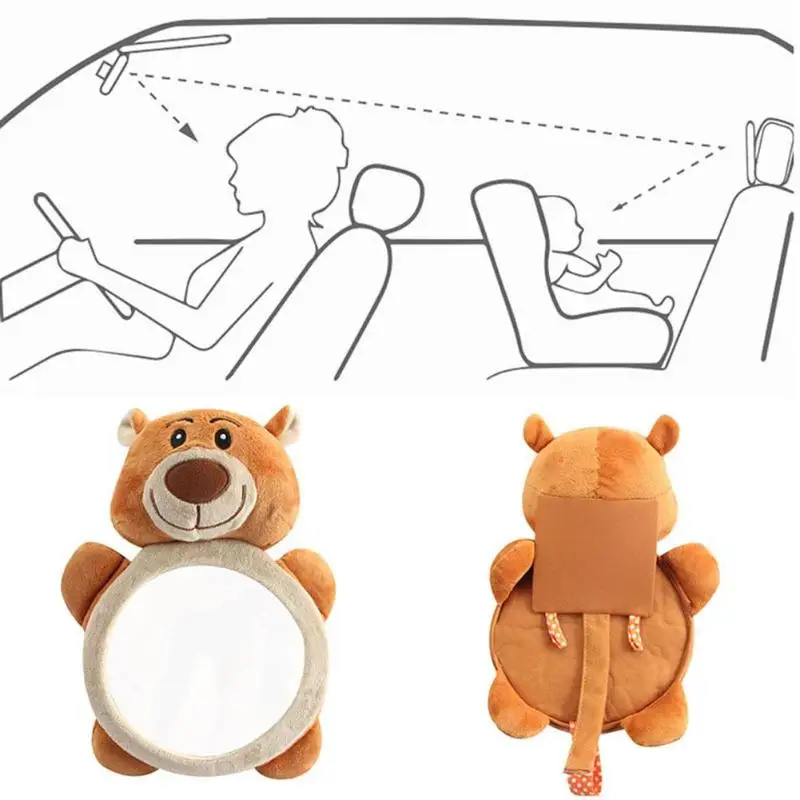 Мультяшный плюшевый медведь регулируемое детское автомобильное зеркало для обзора заднего сиденья детский монитор безопасности для младенцев