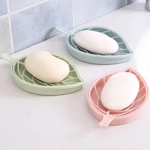 1 шт. пластиковая портативная мыльница в форме листа, душевой поднос, двойной слив, мыльница, нескользящая мыльница, аксессуары для ванной комнаты