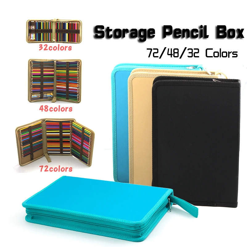 

3 Colors 36/48/72 Pencil Case Roll Pouch Hole Makeup Comestic Brush Pen Storage Pencil Box