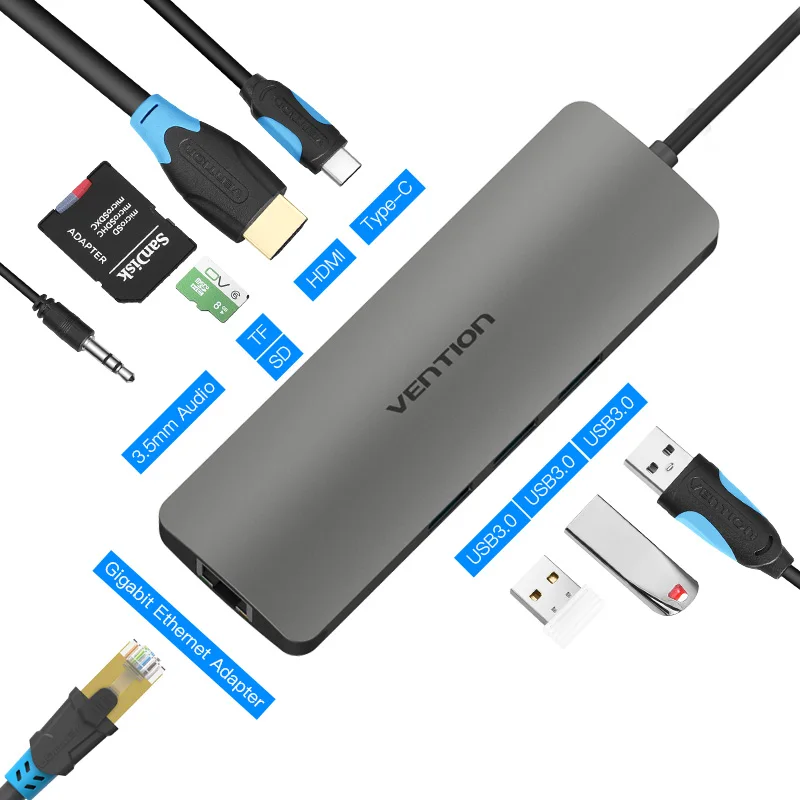 USB хаб Vention на 3 0 5 мм SD/TF|hub type c|hub 3.0hub usb |