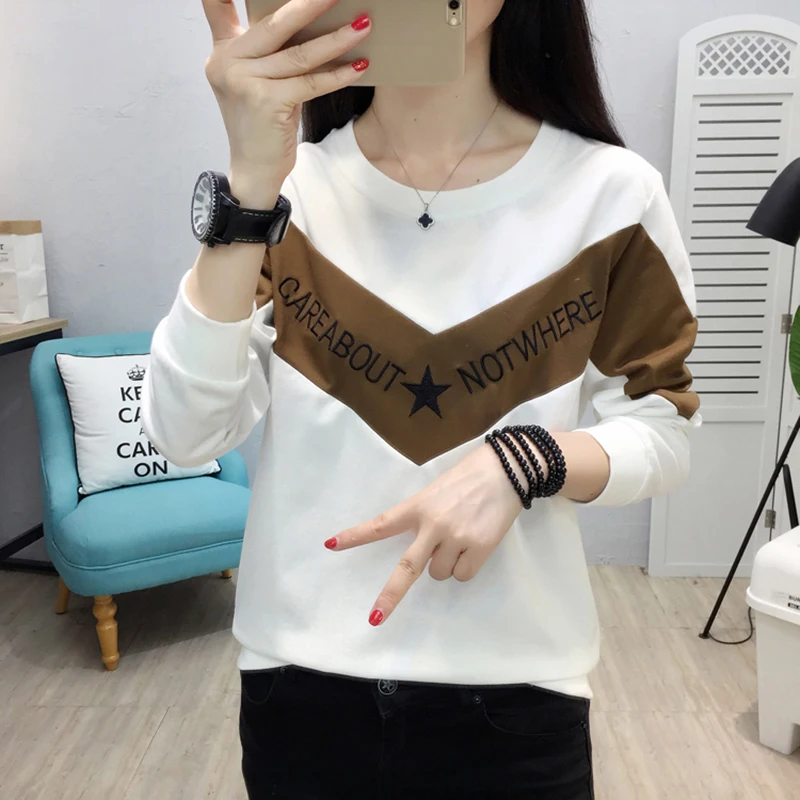 

Shintimes Poleras Mujer 2018 Embroidery T Shirt Women Long Sleeve Autumn Winter T-Shirt Plus Size Tshirt Woman Tee Shirt Femme