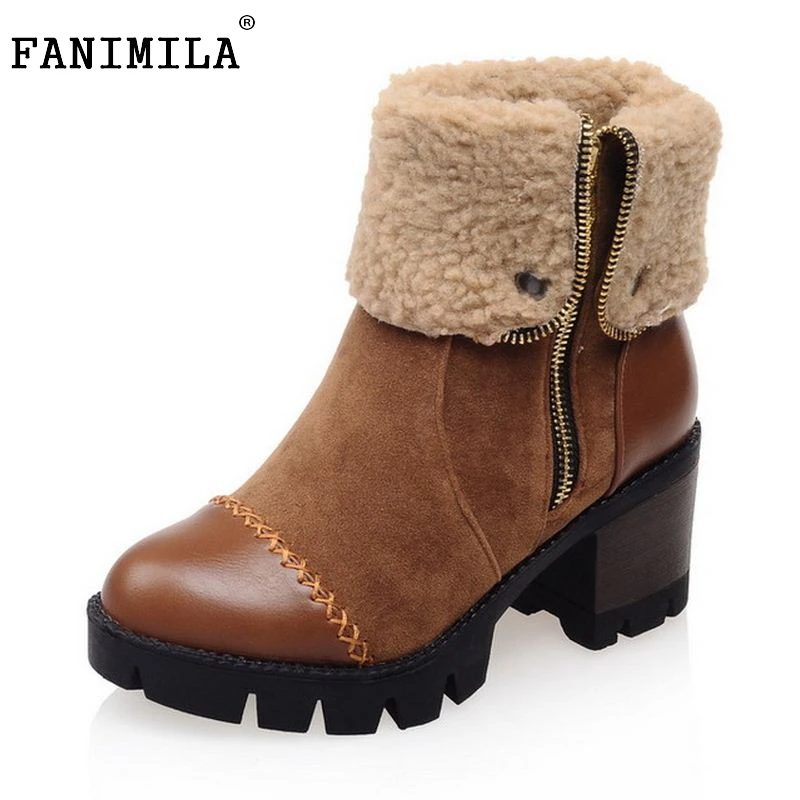 Size 32 43 font b Women b font Lace Up Martin Boots Platform Square Heels vintage