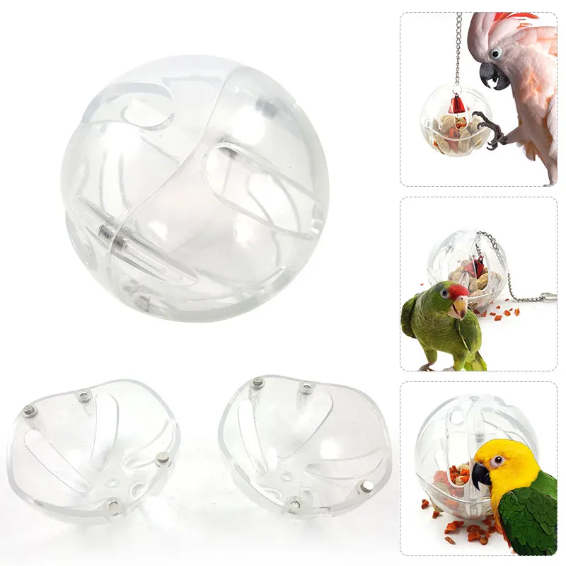 

Bird Foraging Toy Parrot Eating Ball Balcony Branch White Transparent Mini Parrot Feeder Sturdy Mice