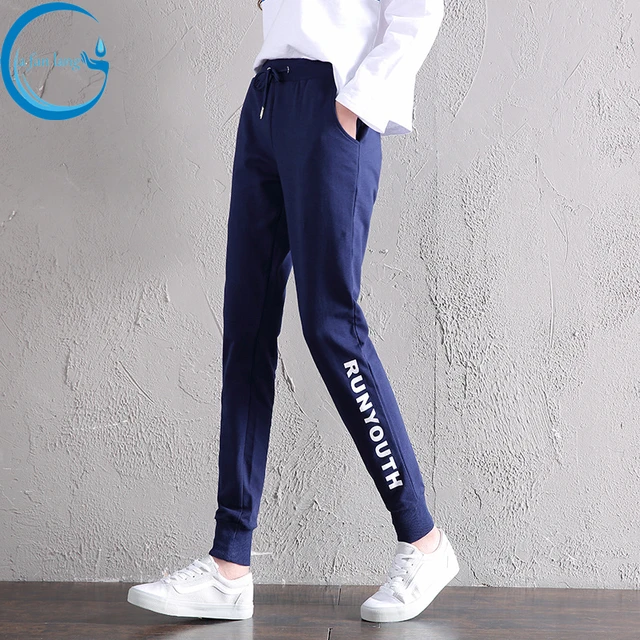 2018 women slacks spring cotton casual Sweatpants sportswear Tight waist Haren trousers female Plus size baggy pants 1