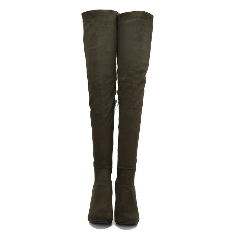 Du Zip Rond Troupeau Bottes Bout Mode New Green Cuissardes Haute dessus Femmes Genou 2019 Offre Hight Army Spéciale Talons Chaussures Asumer x7PawYAqn