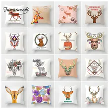 Fuwatacchi Cartoon Style Cushion Cover Merry Christmas Deer Snowman Printed Sofa Throw Pillow Car Chair Home Decor Pillow Case christmas snowman print throw pillow case