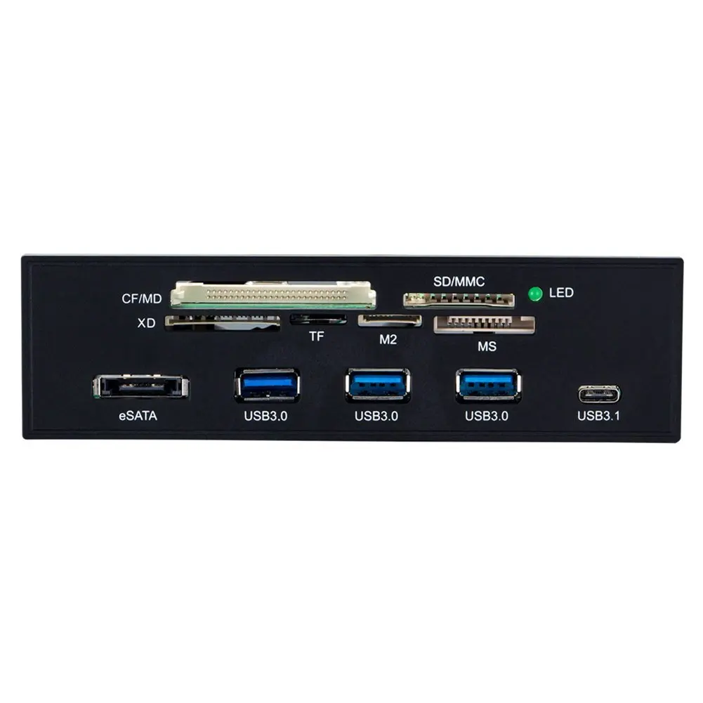 5.25 inch PC Computer Front panel All-in-1 Multifunction card reader with 3ports USB3.0, USB 3.1, eSATA ,Support CF cardSTW-3125