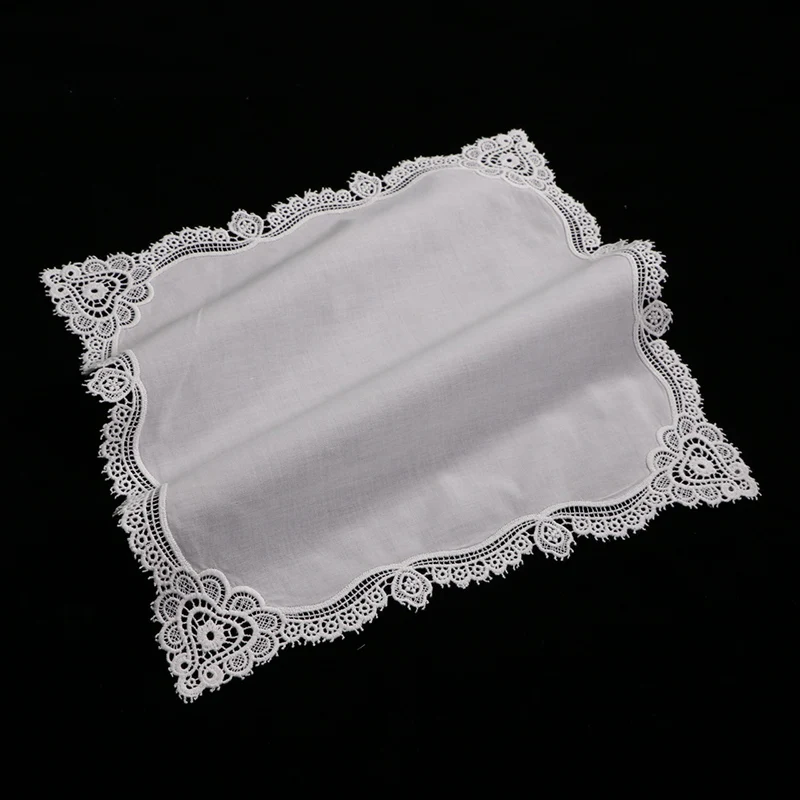  A004: White premium cotton lace handkerchiefs crochet hankies for women/ladies wedding handkerchief