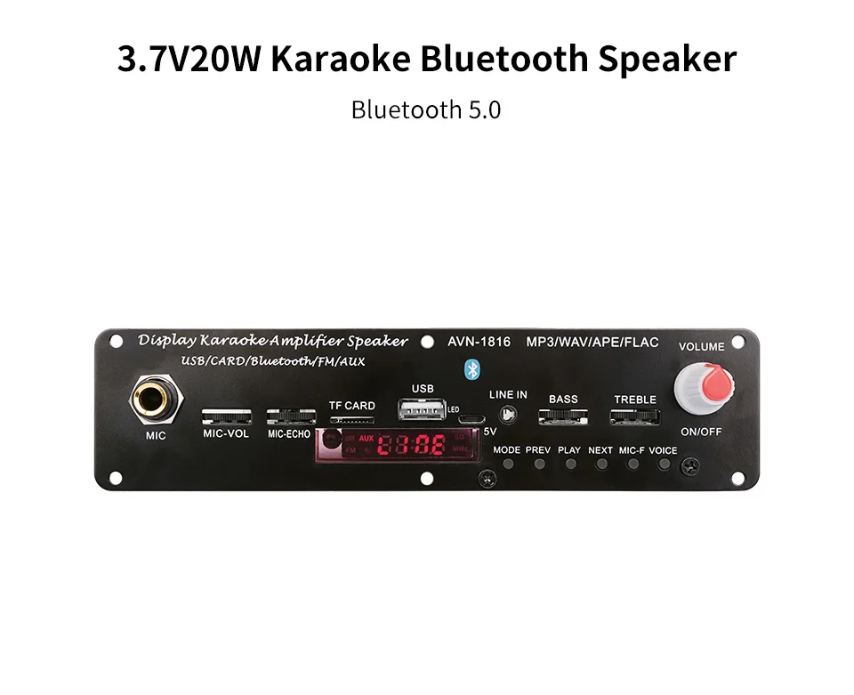 AIYIMA Bluetooth 5,0 усилитель мощности 20 Вт микрофон караоке реверберации усилители аудио декодирование доска с AUX FM MP3 USB TF