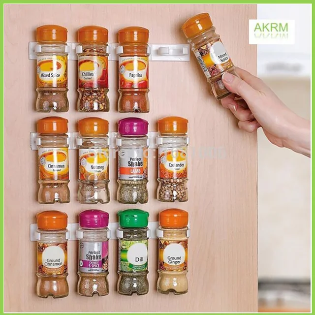 Best Price 10Pcs New Kitchen Clip Spice Gripper Jar Rack Storage Holder Wall Cabinet Door Storage Racks Kitchen Tools Bathroom Shelves