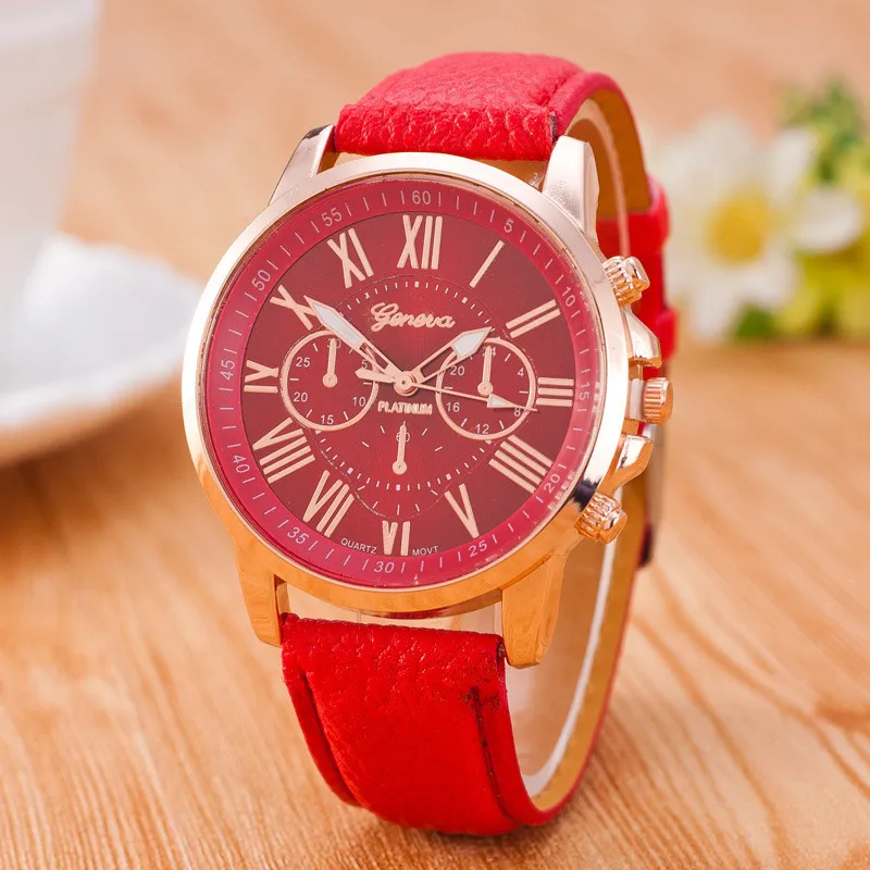 Простые Модные Кварцевые аналоговые наручные часы Genev из искусственной кожи W327