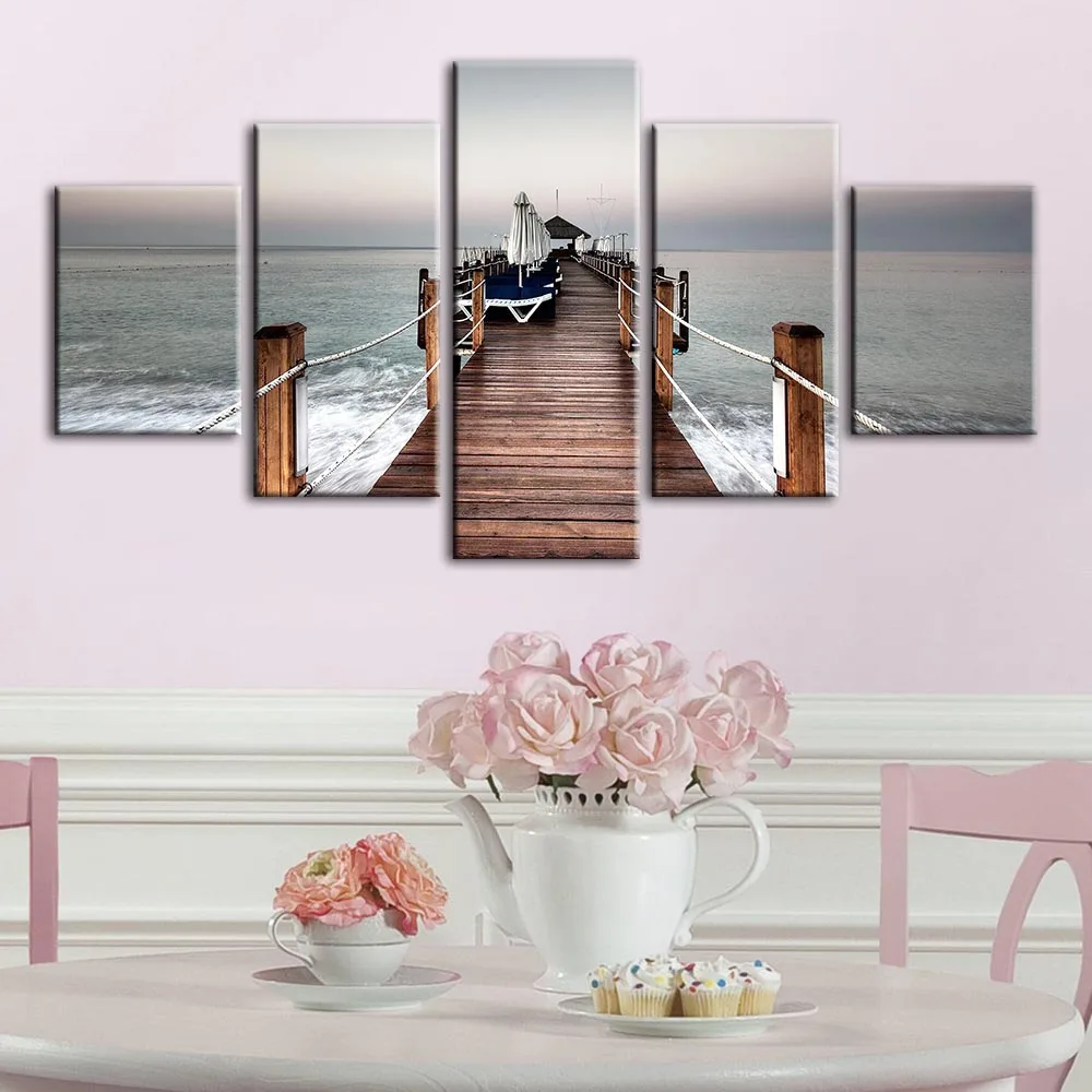 

Hd Printed Home Decoration Pictures Wall Artwork Canvas Painting 5 Panel Bridge Modular Poster Modern For Living Room Framework