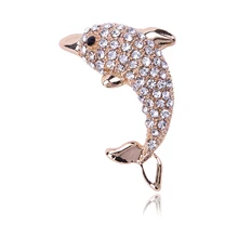 Fashion Rhinestone Dolphin Brooches Crystal Pins Brooches For Women Dress Accessories Party Jewelry Girl's Cute Gifts