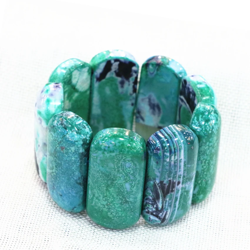 

Antique 4Color Natural Fire Agates Stone Onyx Bracelet Bangle For Women Geometry Manual Rectangle Beads 23x42mm 7.5inch B3267