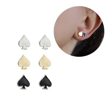 

New 3 Pairs Cute Spade Heart Shape Earrings Ear Studs Women's Party Jewelry Gift