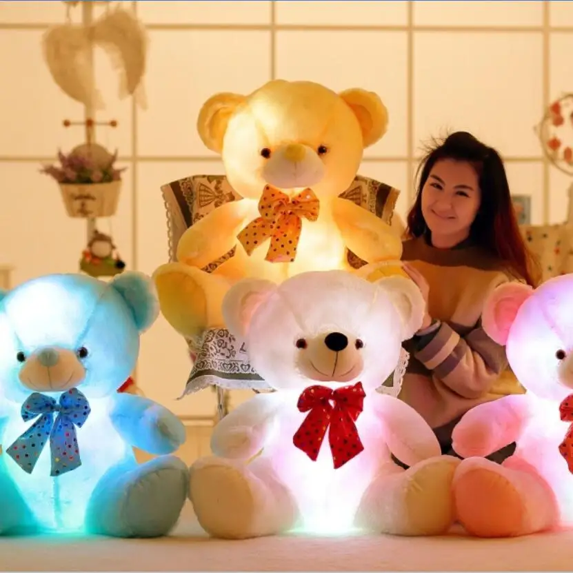 

58CM Shining bow tie teddy bear Luminous Plush Toys LED Bear Stuffed Teddy Bear Lovely Gifts for Kids