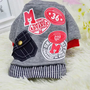 

HU Dog Clothes Autumn and Winter New Dog Clothes French Bulldog Letter Pocket Sweater Thick Warm Puppy Clothes Sweater