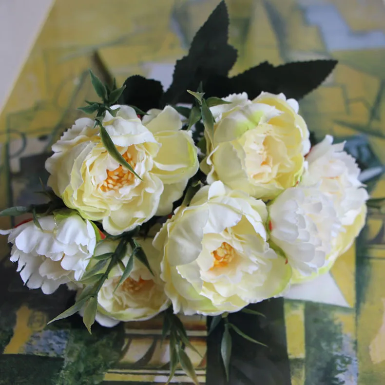 1 букет европейские красивые свадебные пионы шелковые искусственные цветы дешевые искусственные цветы для свадьбы Вечерние украшения дома