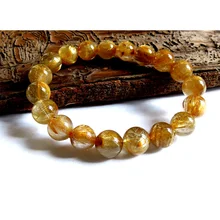 Скидка натуральный Титан Золото Рутиловый Кварц стрейч браслет круглый свободные бусины 10 мм подходят для ювелирных изделий DIY