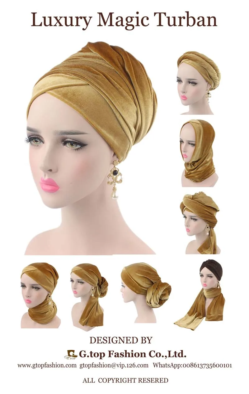 Women Multi Usage Turban Headband African Printing Long Head Wrap Muslim Head Scarf 4 Size fits All