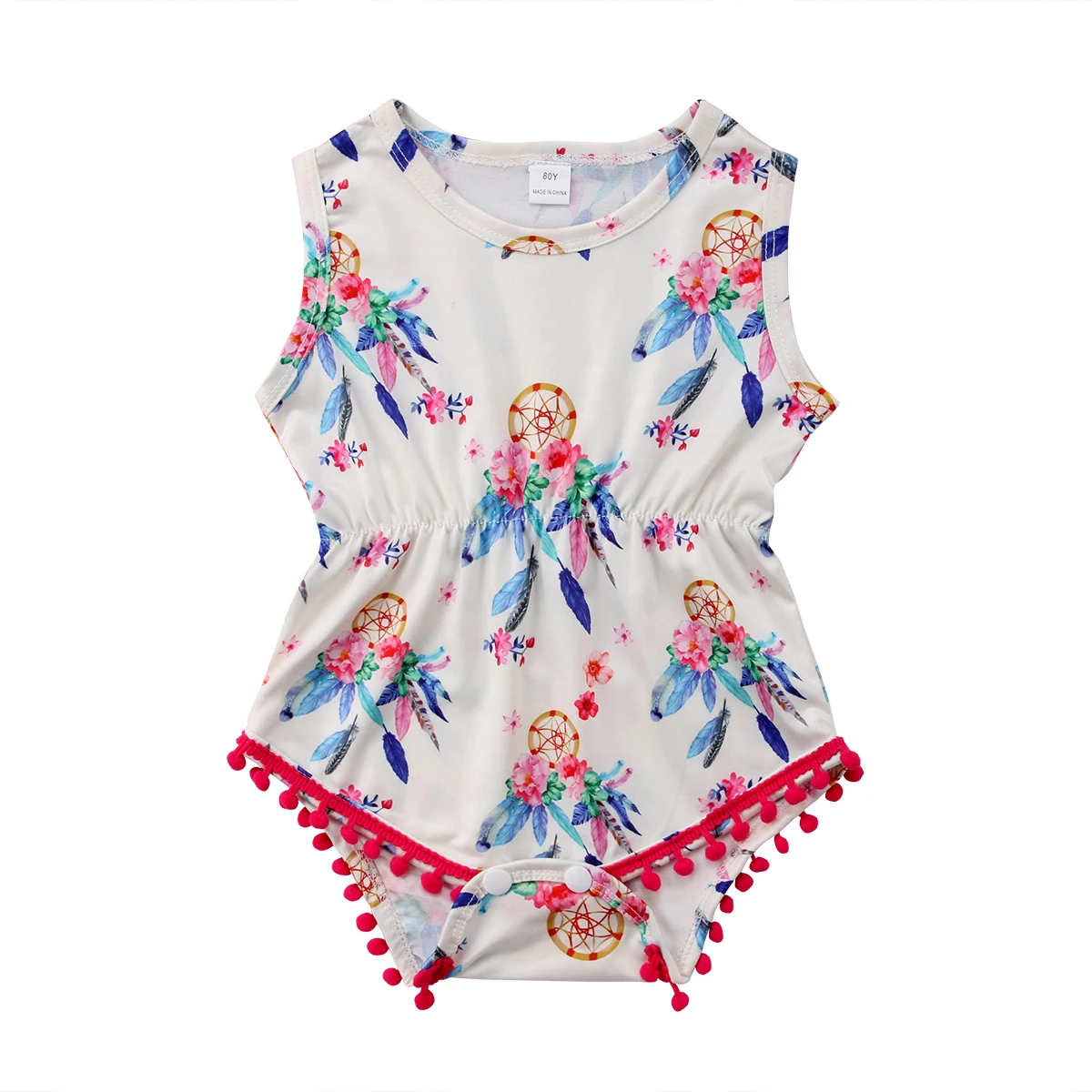 Pretty Tassel & Floral Romper Newborn Baby Girl Jumpsuit Playsuit
