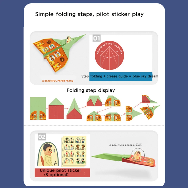 Mideer Детские творческие оригами Бумажные самолеты Складные DIY родитель-ребенок полноцветная игрушка ручной работы самолет обучающая