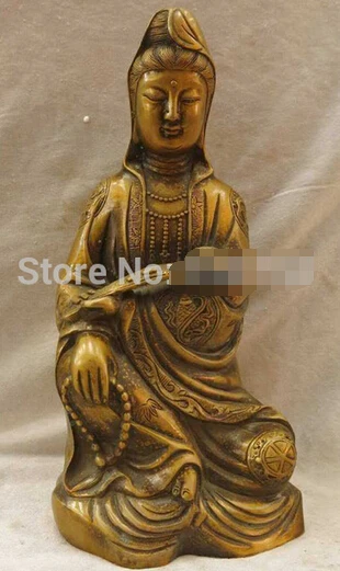 

Fast Shipping11' China bronze copper Buddhism Kwan-yin Bodhisattva buddha Sculpture Statue