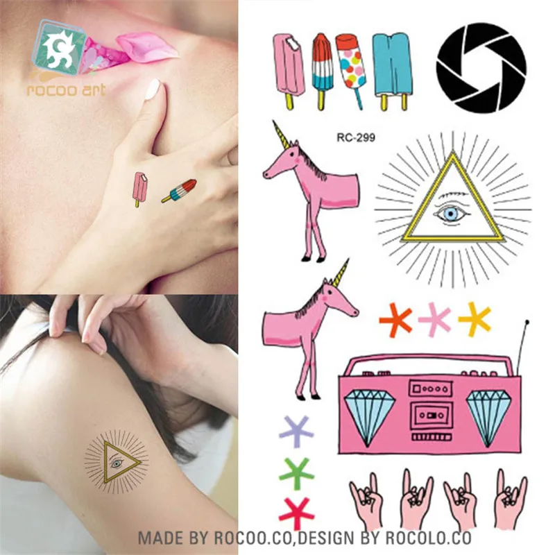 

Body Art waterproof temporary tattoos for women and Children 3d lovely unicorn design small arm tattoo sticker wholesale RC2299
