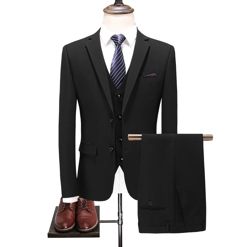 Jacket + Pant + Vest Top Quality 2018 New Men Business Slim Suits Sets Wedding Dress Three-piece Suit Blazers Coat 