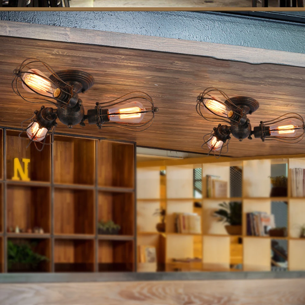 

Home Ceiling Light Durable Adjustable Socket Easy Install Iron Indoor Decor Fixture Vintage Black Industrial Chandeliers 3 Lamp