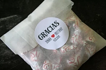 

personalized Gracias Spanish wedding conffee tea favor labels stickers envelope seals, tattoo birthday baby shower
